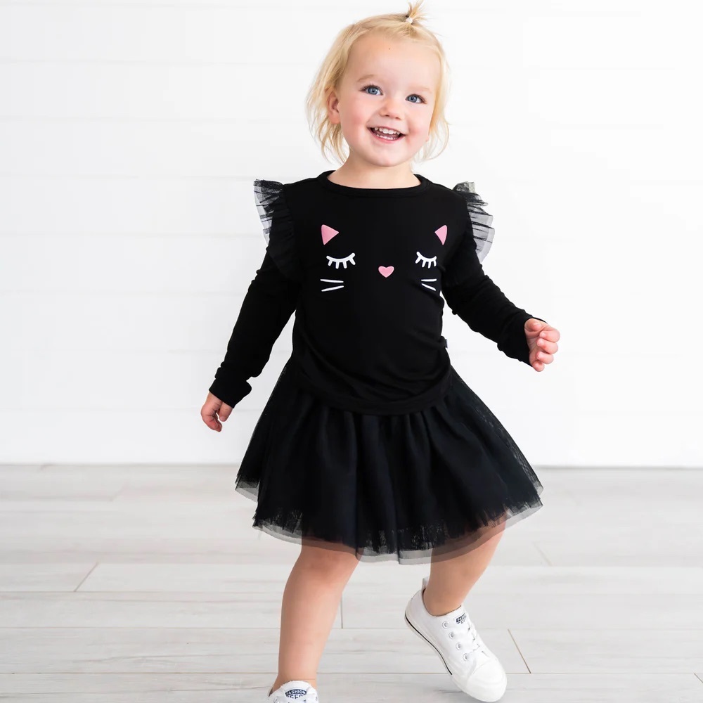LS Black Cat Graphic Flutter Tee